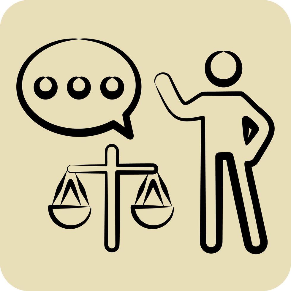 Icon Lawyer. related to Justice symbol. hand drawn style. simple design editable vector