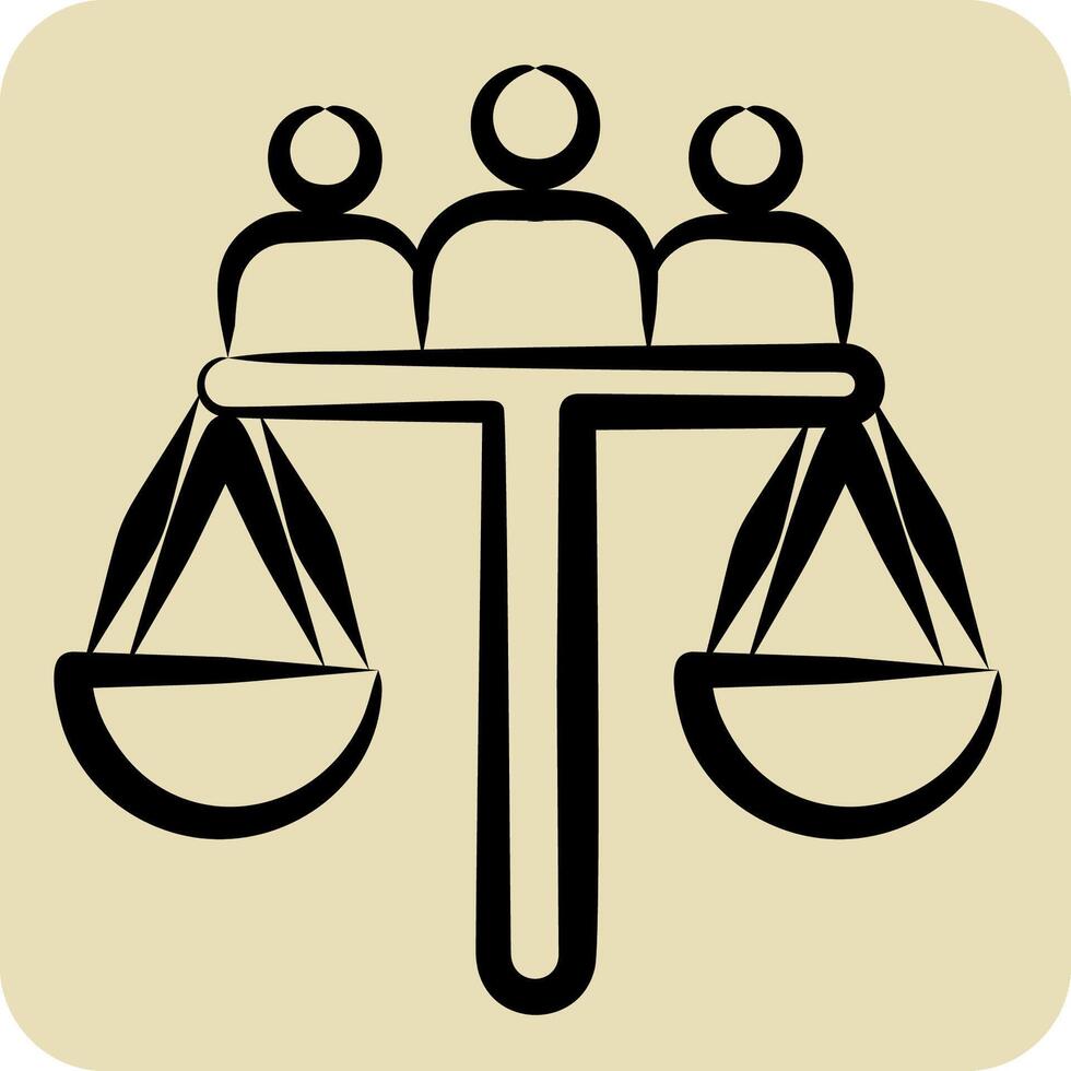 Icon Judgment. related to Justice symbol. hand drawn style. simple design editable 1 vector