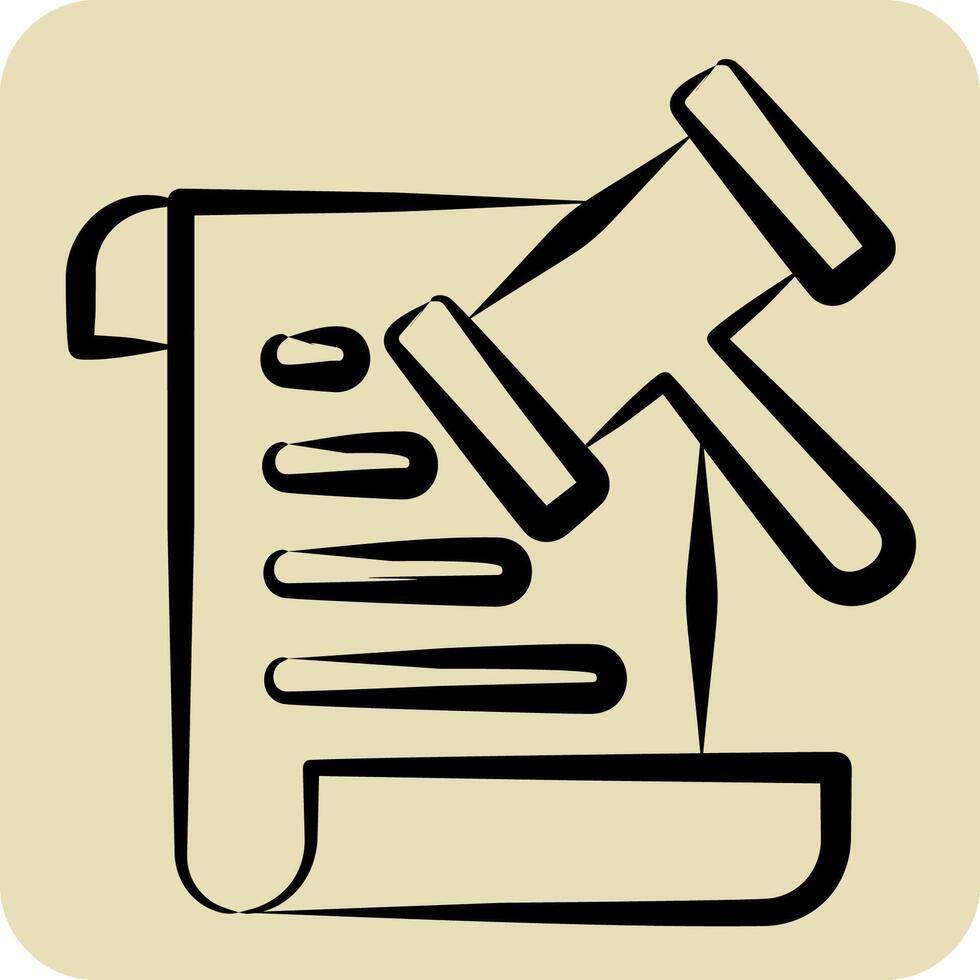 Icon Law. related to Justice symbol. hand drawn style. simple design editable vector