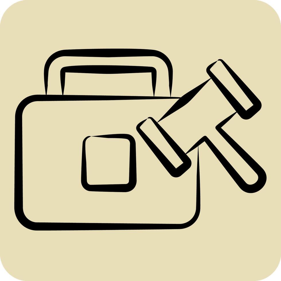 Icon Case. related to Justice symbol. hand drawn style. simple design editable vector
