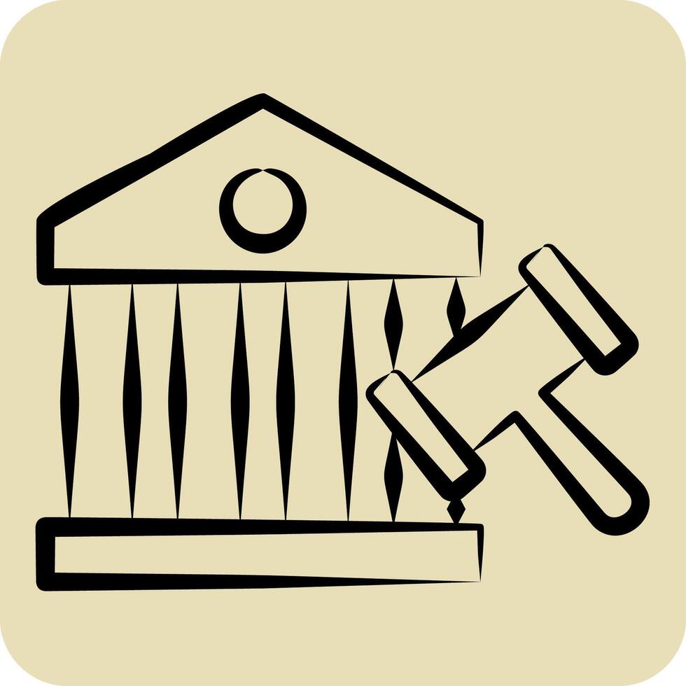 Icon Court. related to Justice symbol. hand drawn style. simple design editable vector