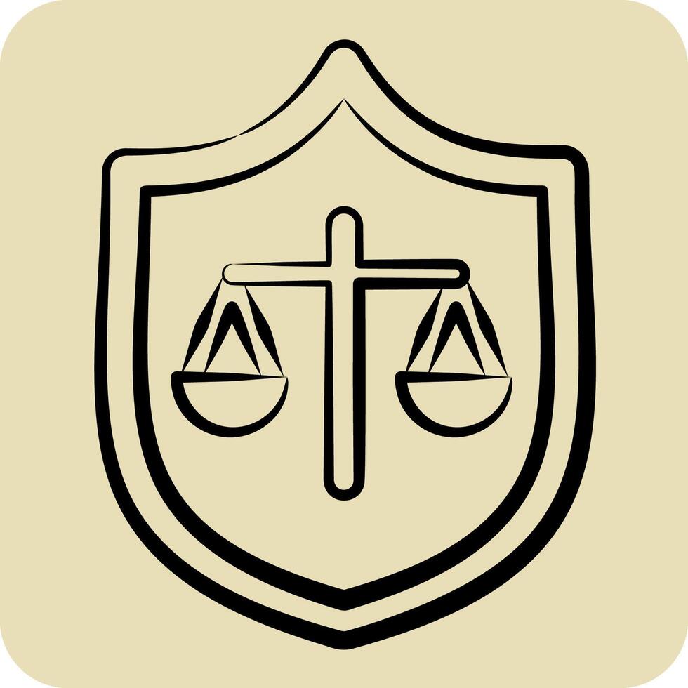 Icon Justice. related to Justice symbol. hand drawn style. simple design editable vector