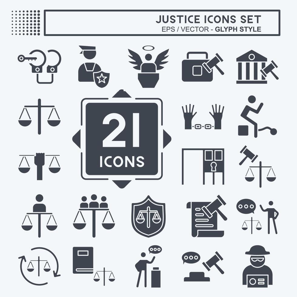 Icon Set Justice. related to Education symbol. glyph style. simple design editable vector