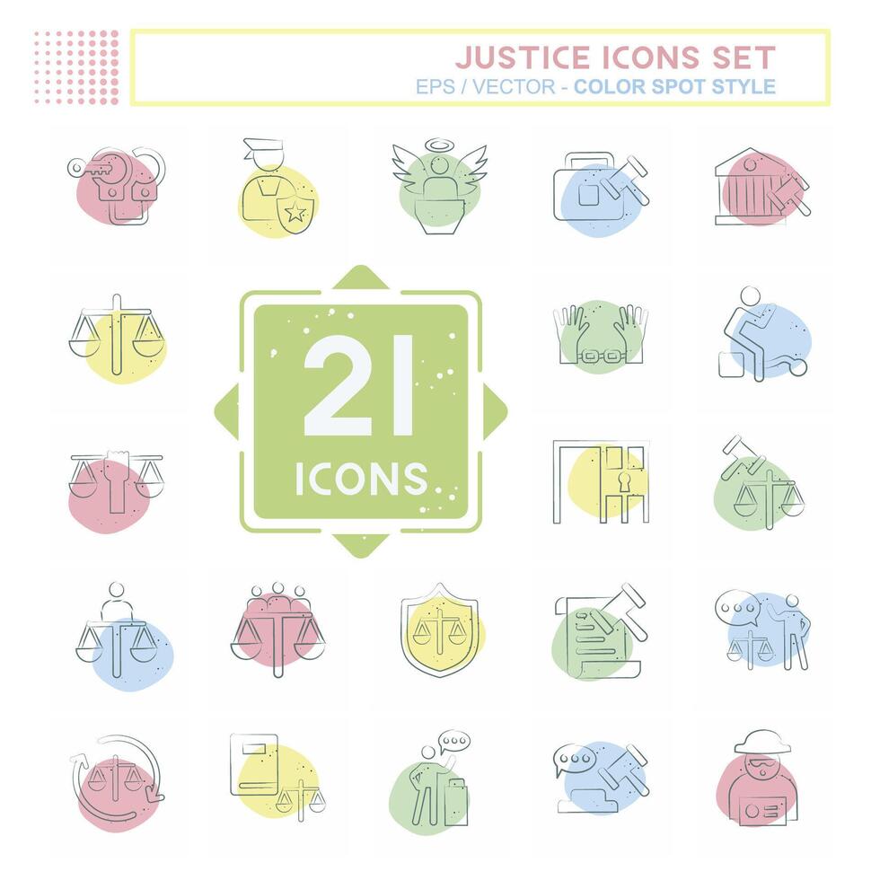 Icon Set Justice. related to Education symbol. Color Spot Style. simple design editable vector