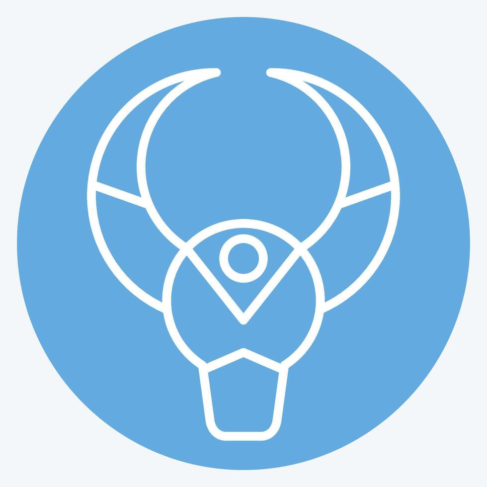 Icon Bull Skull. related to Native American symbol. blue eyes style. design editable vector