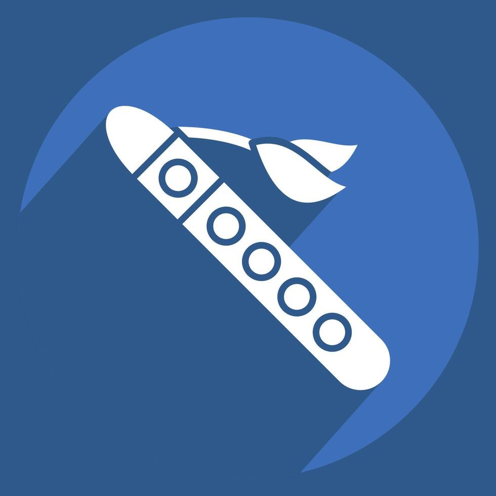Icon Flute. related to Native American symbol. long shadow style. design editable vector