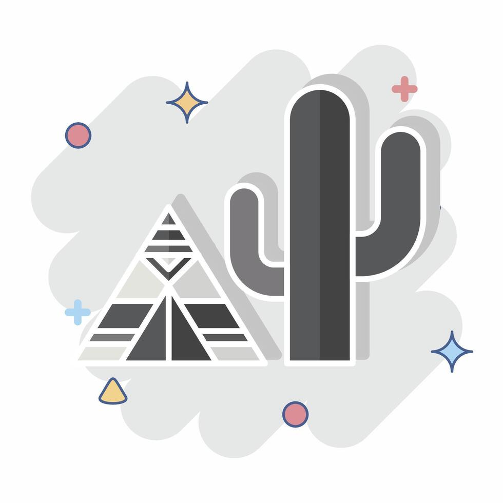 Icon Cactus. related to Native American symbol. comic style. design editable vector