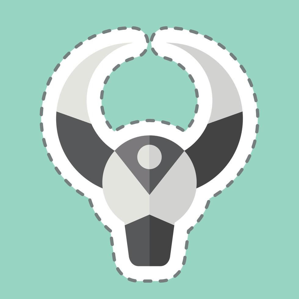 Sticker line cut Bull Skull. related to Native American symbol. design editable vector