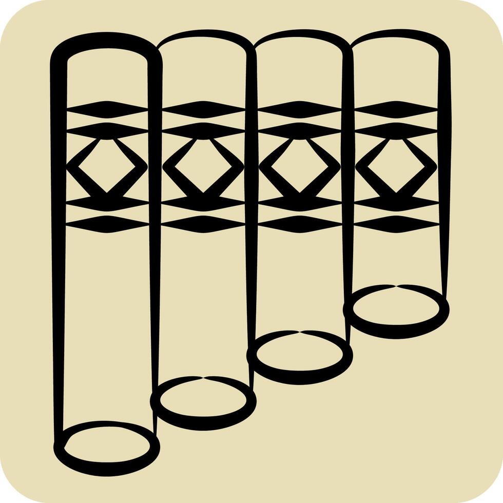 Icon Panpipe. related to Native American symbol. hand drawn style. design editable vector