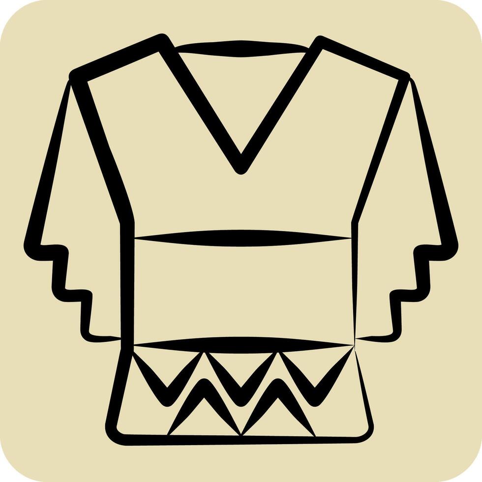 Icon Shirt. related to Native American symbol. hand drawn style. design editable vector