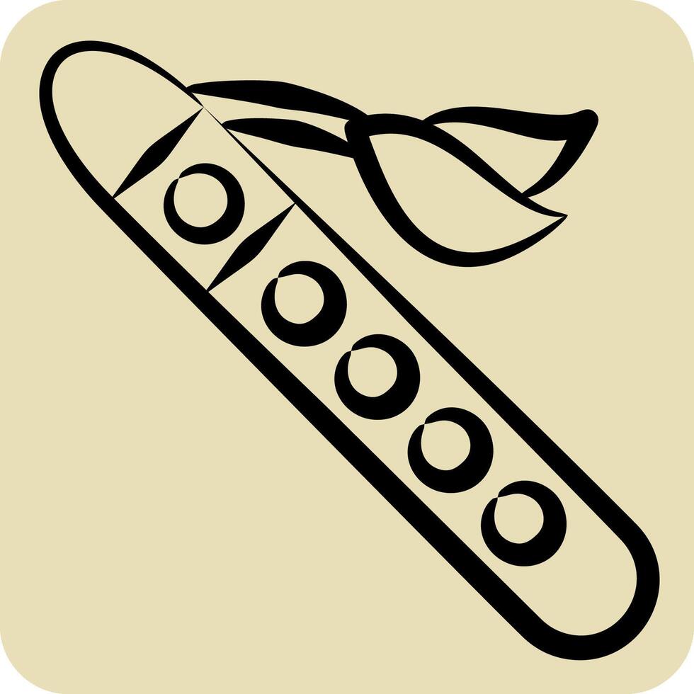Icon Flute. related to Native American symbol. hand drawn style. design editable vector