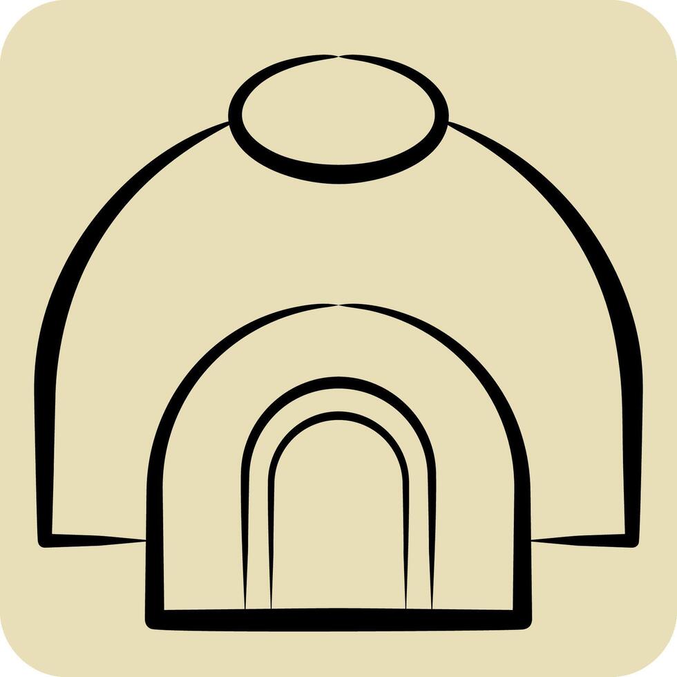 Icon Hut. related to Native American symbol. hand drawn style. design editable vector