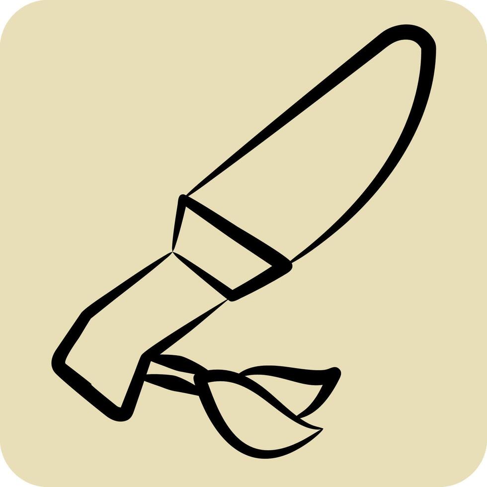 Icon Knife. related to Native American symbol. hand drawn style. design editable vector