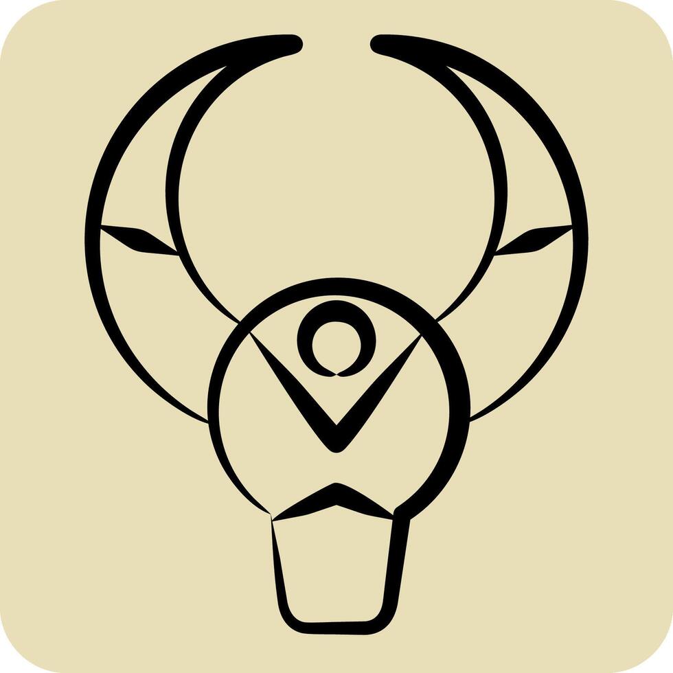 Icon Bull Skull. related to Native American symbol. hand drawn style. design editable vector
