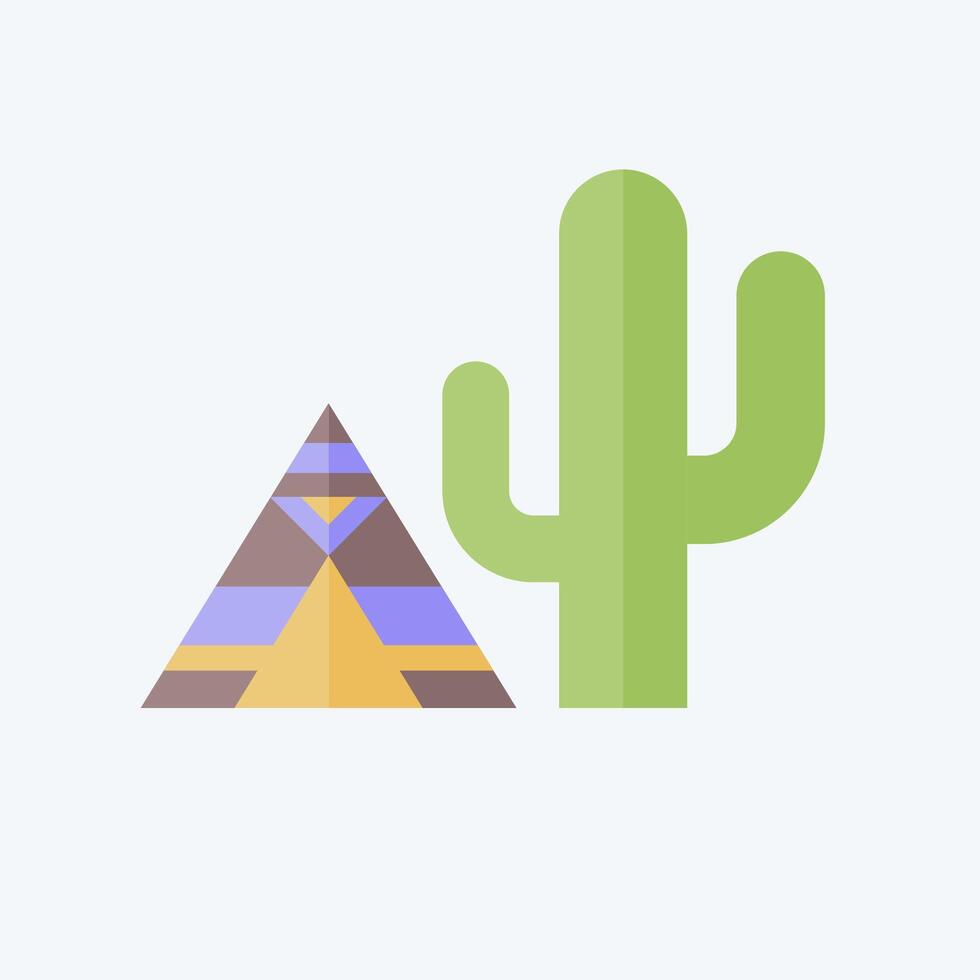 Icon Cactus. related to Native American symbol. flat style. design editable vector