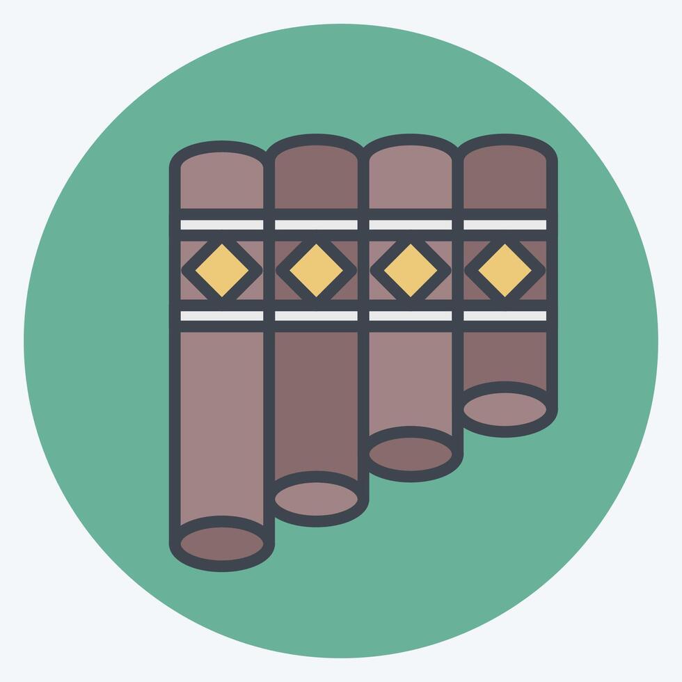 Icon Panpipe. related to Native American symbol. color mate style. design editable vector