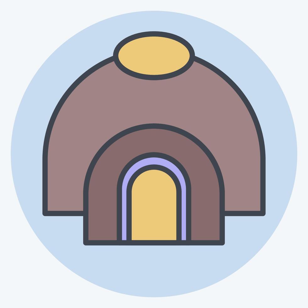 Icon Hut. related to Native American symbol. color mate style. design editable vector