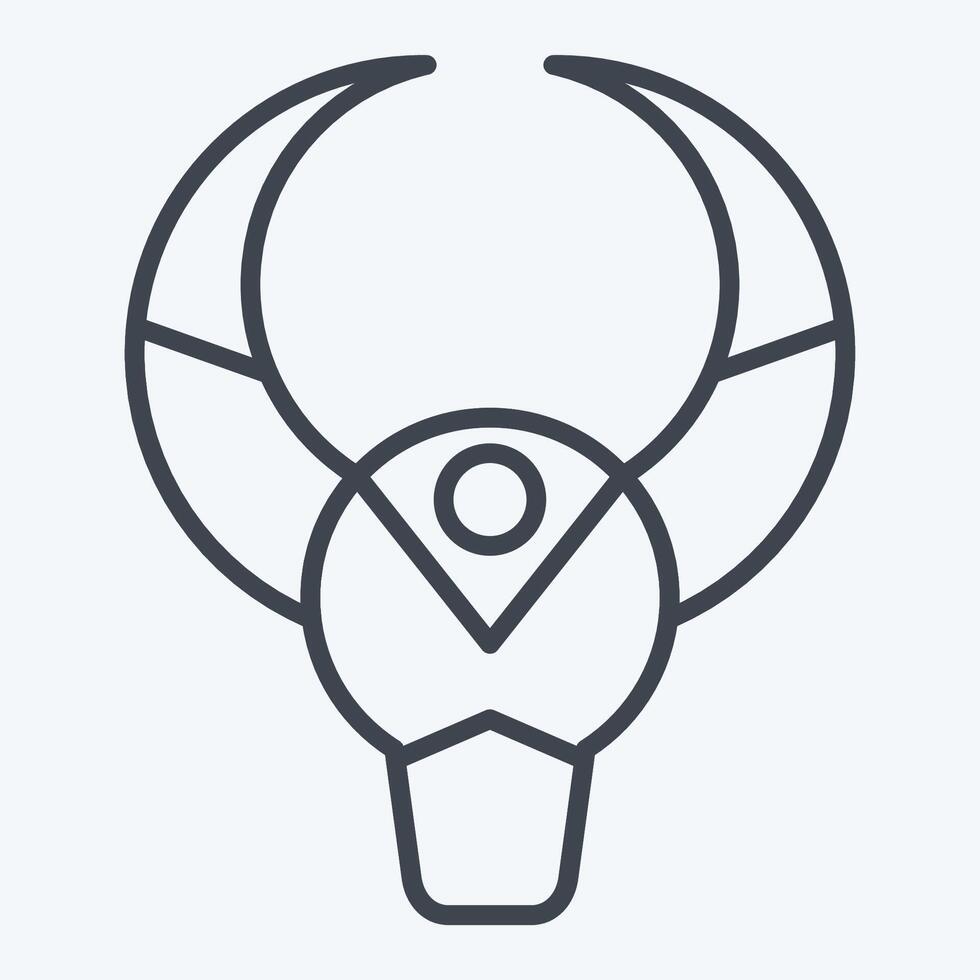 Icon Bull Skull. related to Native American symbol. line style. design editable vector