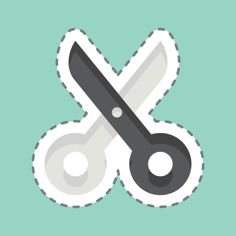 Sticker line cut Scisccors. related to Fabric symbol. simple design editable vector
