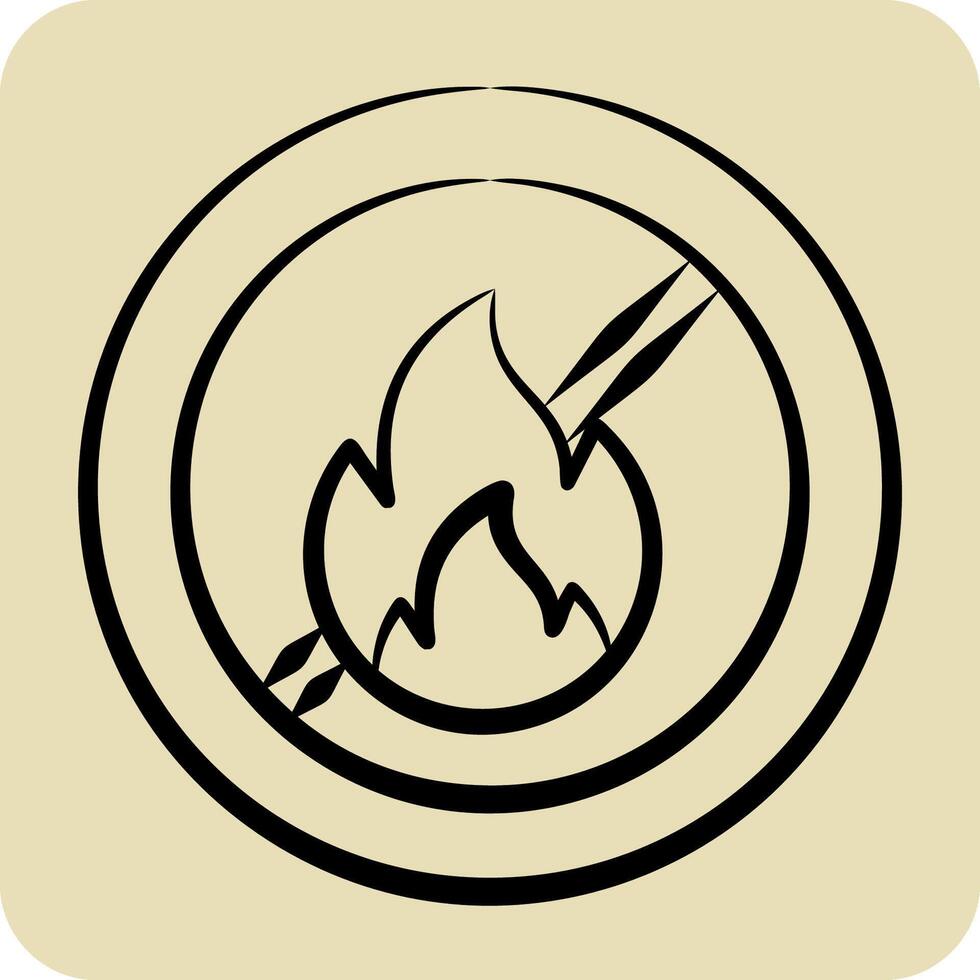 Icon Fireproof. related to Fabric symbol. hand drawn style. simple design editable vector