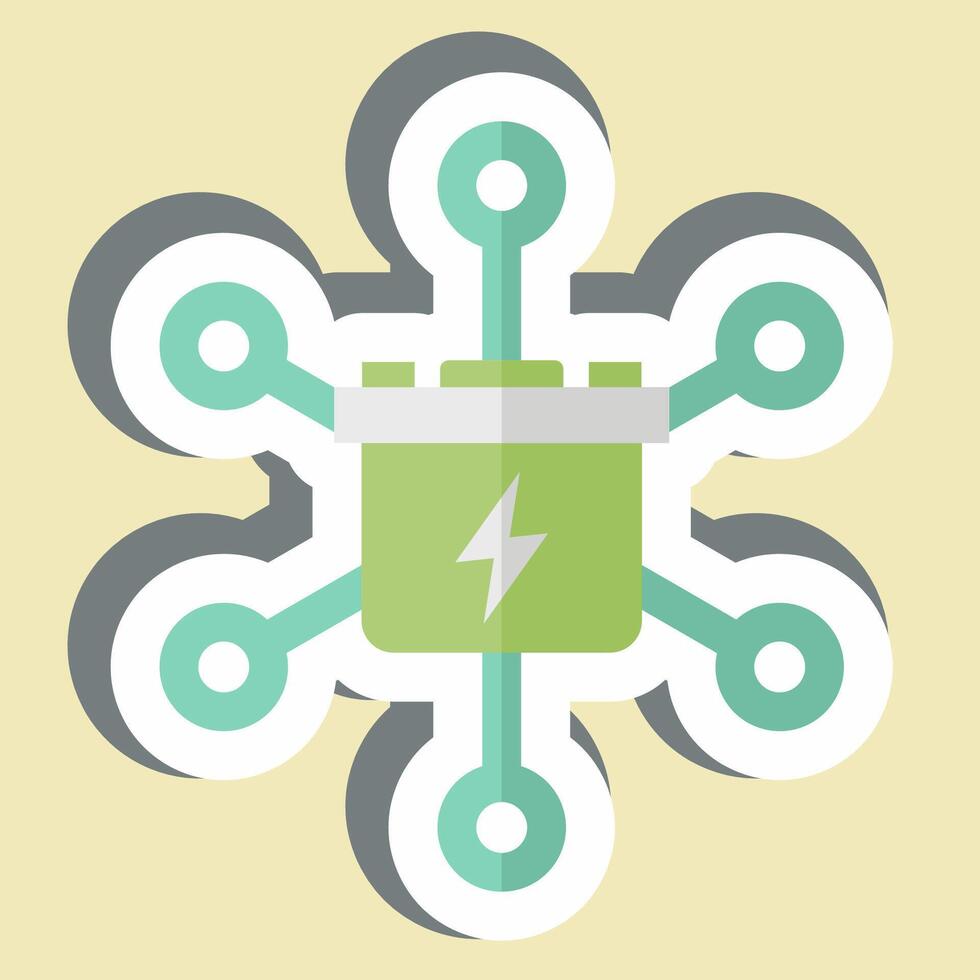 Sticker Grid Energy Storage. related to Energy Storage symbol. editable vector