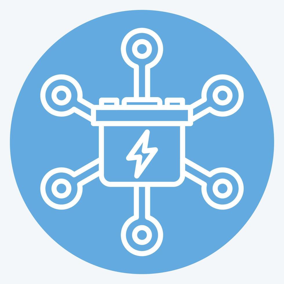 Icon Grid Energy Storage. related to Energy Storage symbol. blue eyes style. editable vector