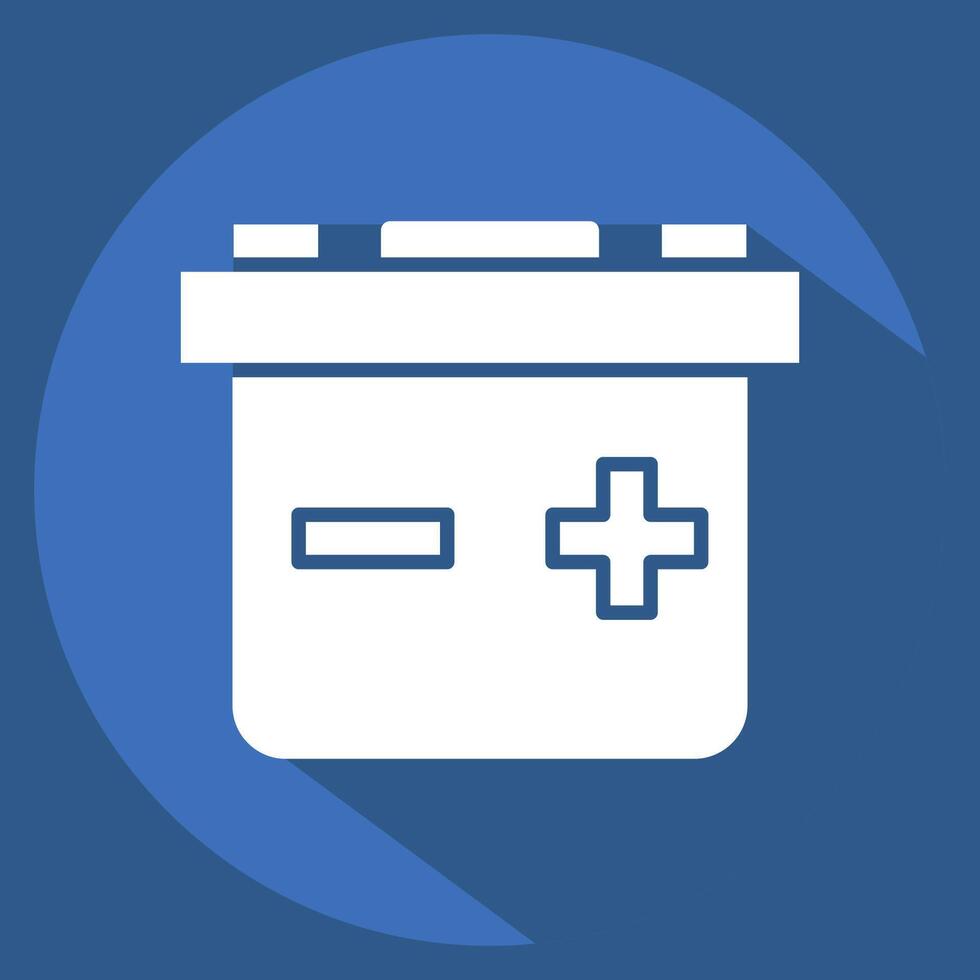 Icon Lead Acid Battery. related to Energy Storage symbol. long shadow style. editable vector