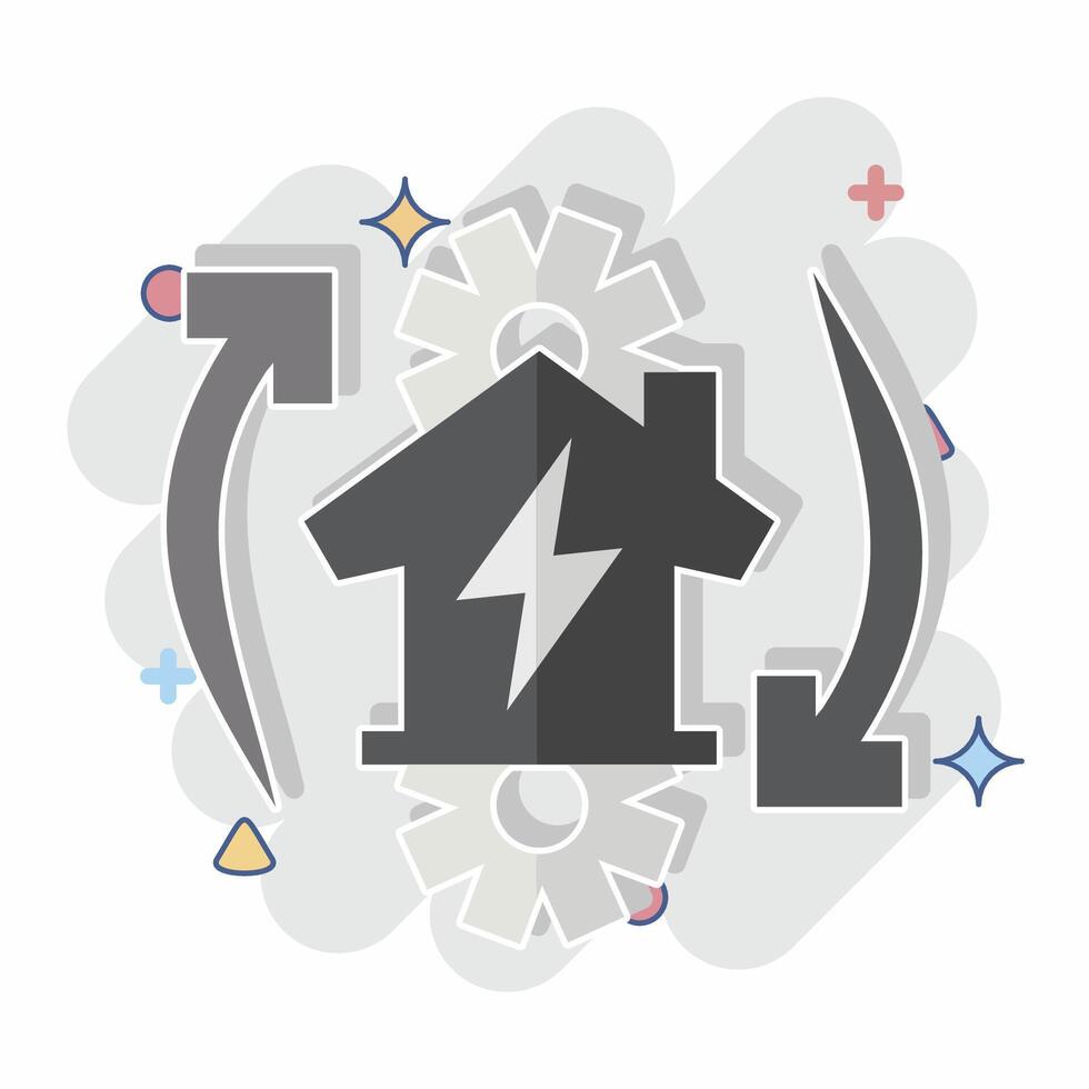 Icon Off the Grid. related to Energy Storage symbol. comic style. editable vector