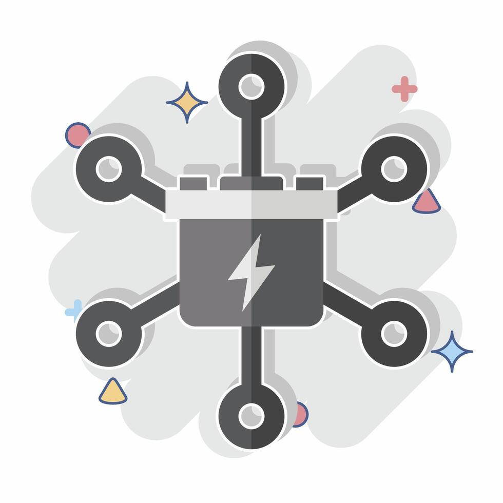Icon Grid Energy Storage. related to Energy Storage symbol. comic style. editable vector