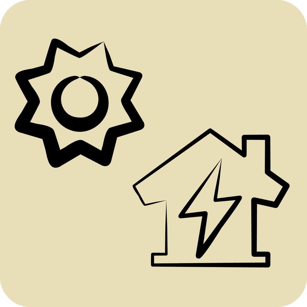 Icon Distributed Generation. related to Energy Storage symbol. hand drawn style vector