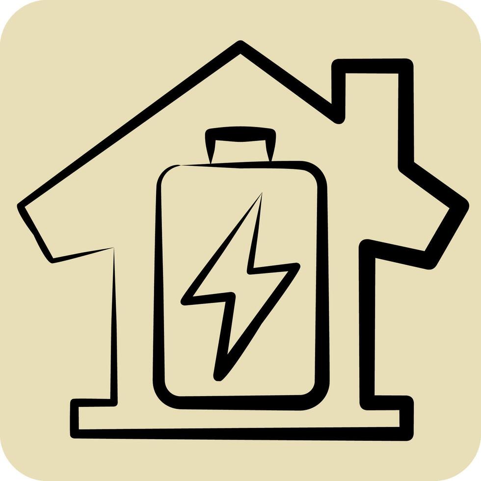 Icon Energy Storage. related to Energy Storage symbol. hand drawn style. editable 1 vector