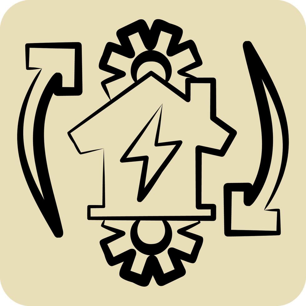 Icon Off the Grid. related to Energy Storage symbol. hand drawn style. editable vector