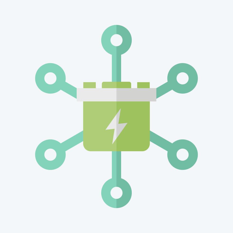 Icon Grid Energy Storage. related to Energy Storage symbol. flat style. editable vector