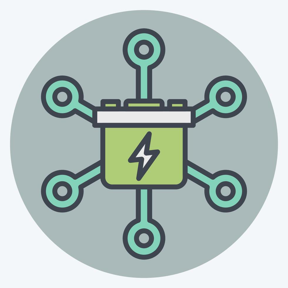 Icon Grid Energy Storage. related to Energy Storage symbol. color mate style. editable vector
