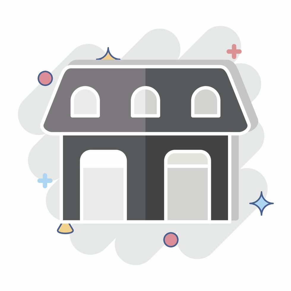 Icon Stable. related to Equestrian Sport symbol. comic style. design editable vector