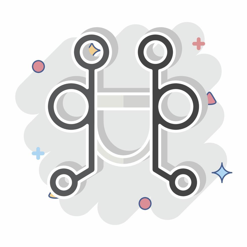 Icon Pelham Bit. related to Equestrian Sport symbol. comic style. design editable vector