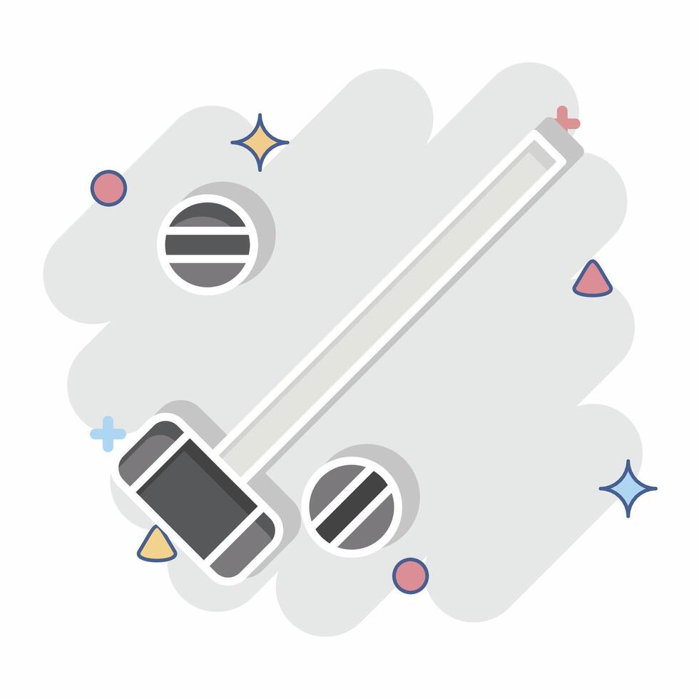 Icon Mallets And Ball. related to Equestrian Sport symbol. comic style. editable vector