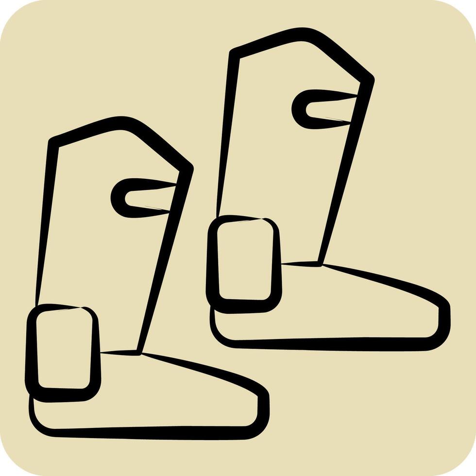 Icon Boot. related to Equestrian Sport symbol. hand drawn style. design editable vector