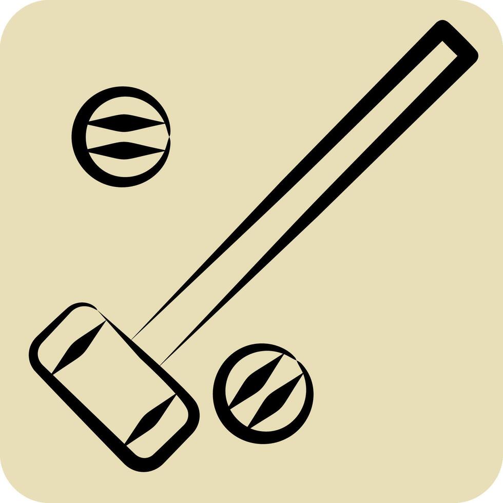 Icon Mallets And Ball. related to Equestrian Sport symbol. hand drawn style. editable vector
