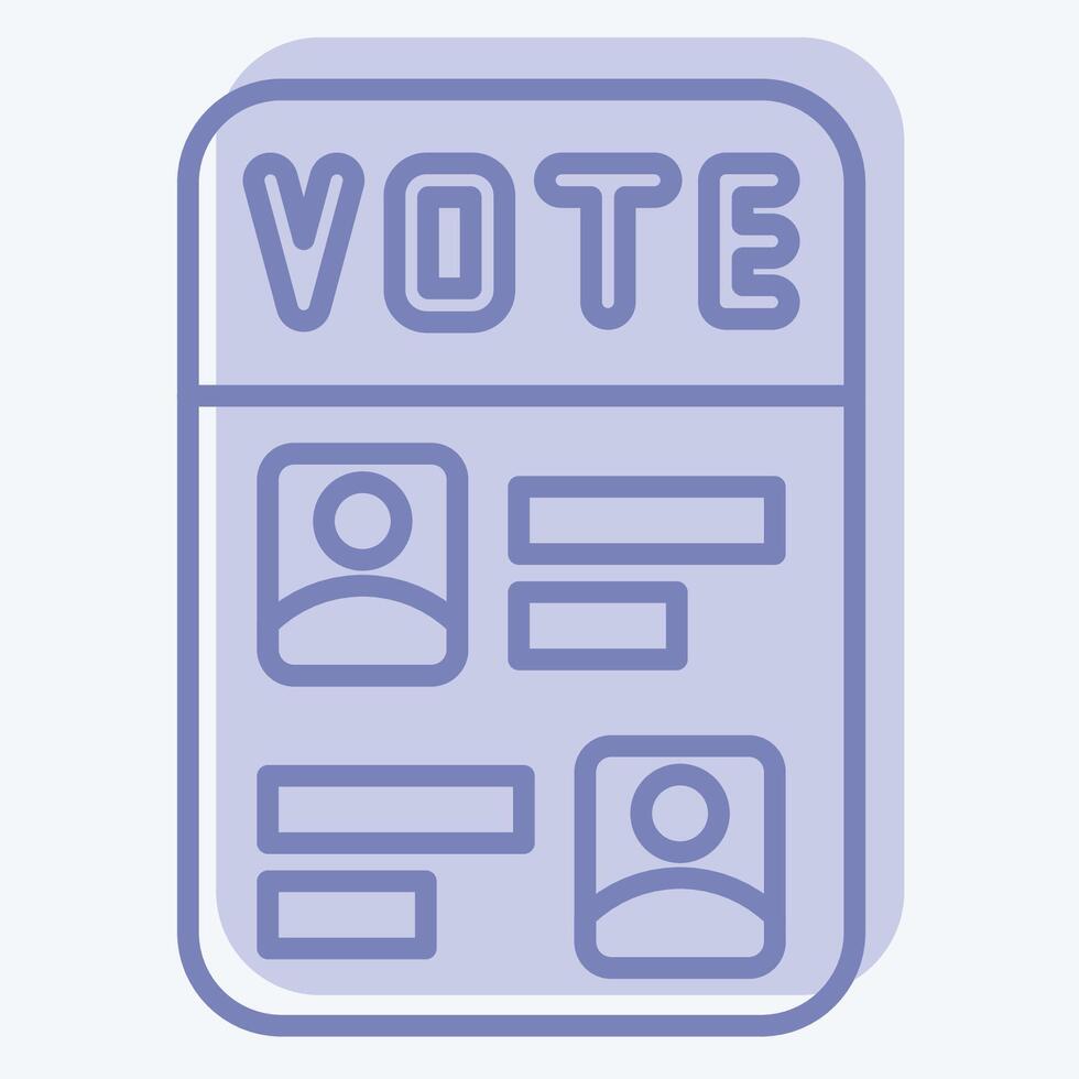 Icon Ballot Paper. related to Electiont symbol. two tone style. simple design editable vector