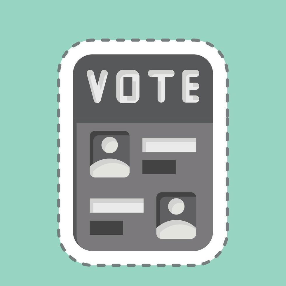 Sticker line cut Ballot Paper. related to Electiont symbol. simple design editable vector
