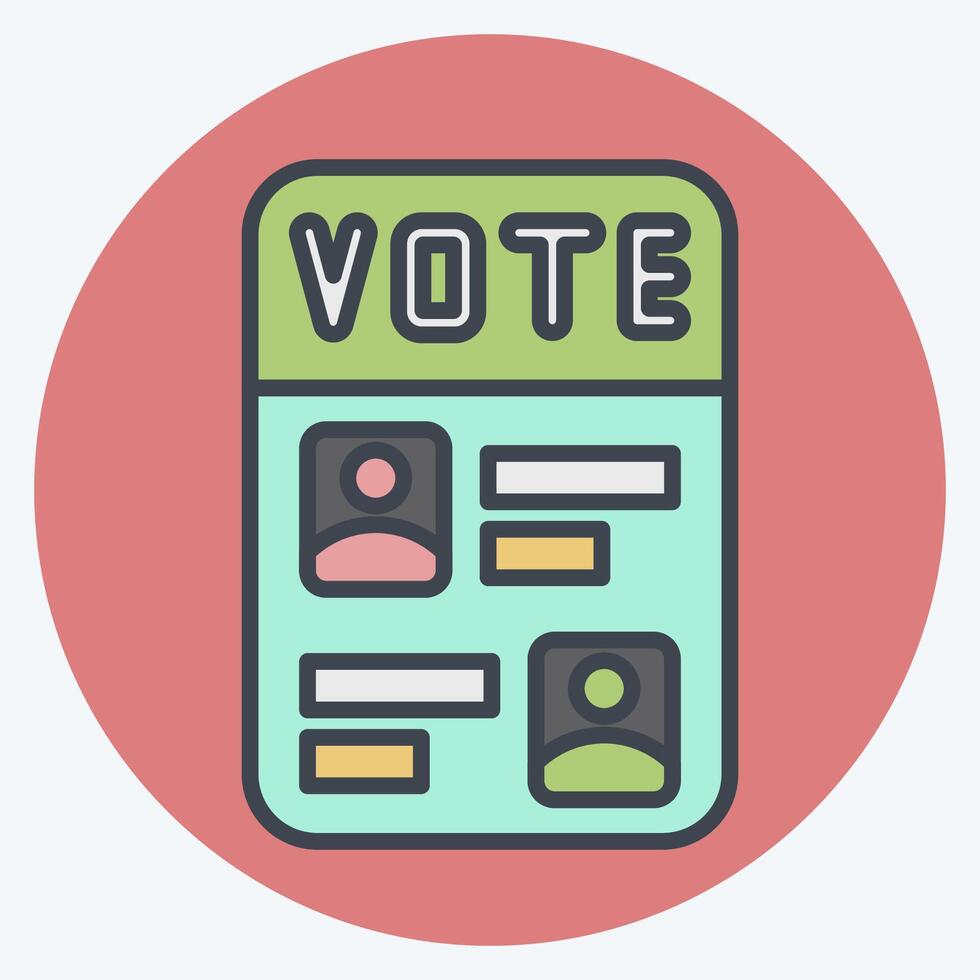 Icon Ballot Paper. related to Electiont symbol. color mate style. simple design editable vector