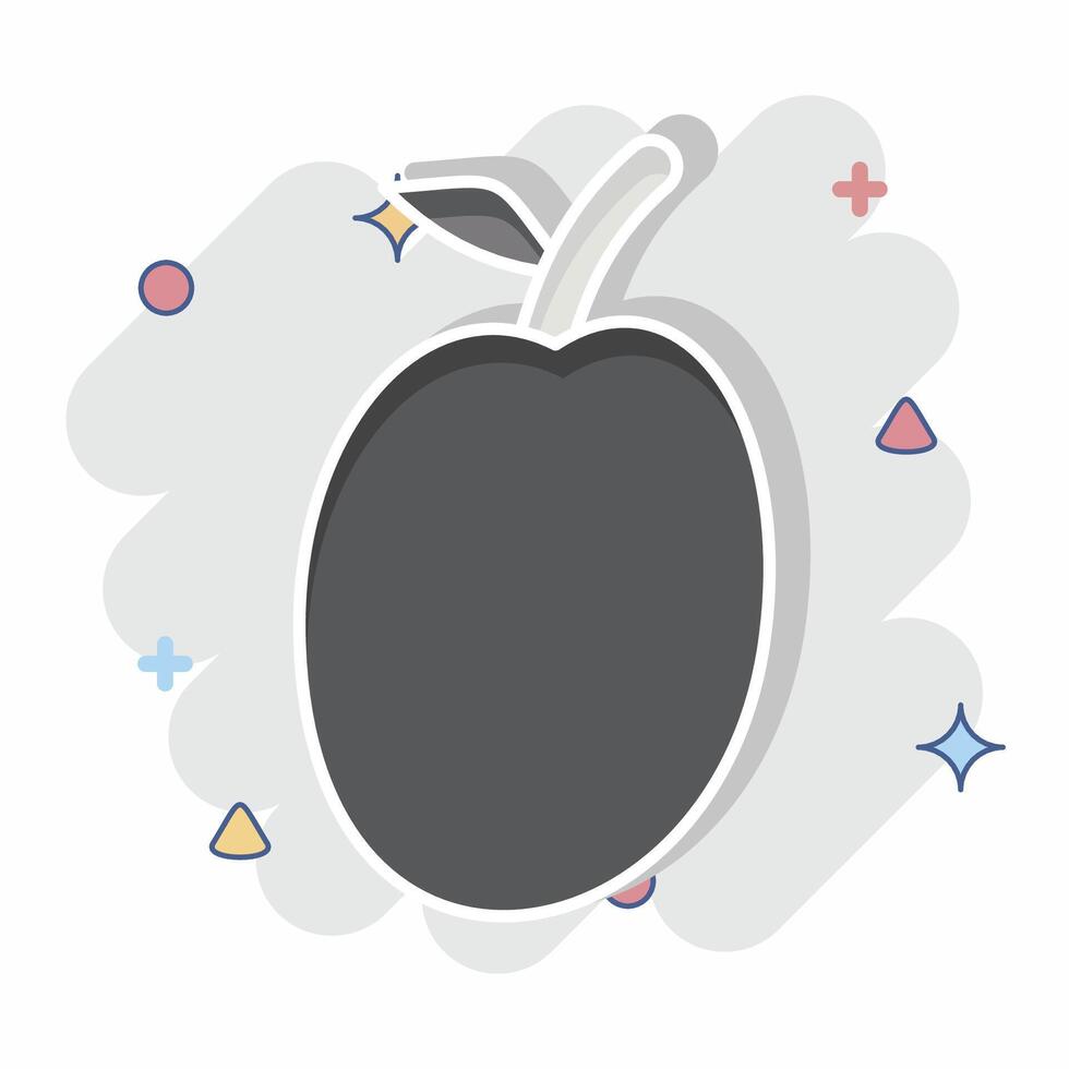 Icon Plum. related to Fruits And Vegetables symbol. comic style. editable vector
