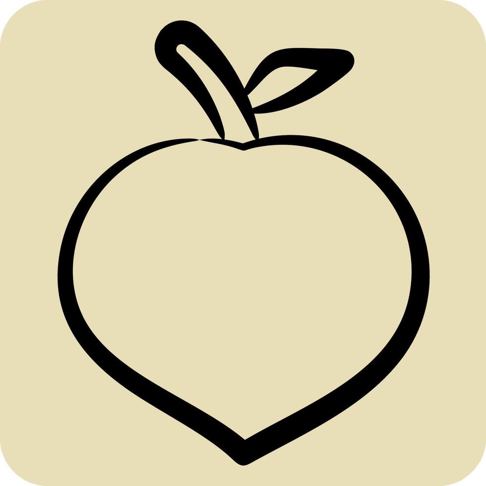 Icon Peach. related to Fruits And Vegetables symbol. hand drawn style. editable vector