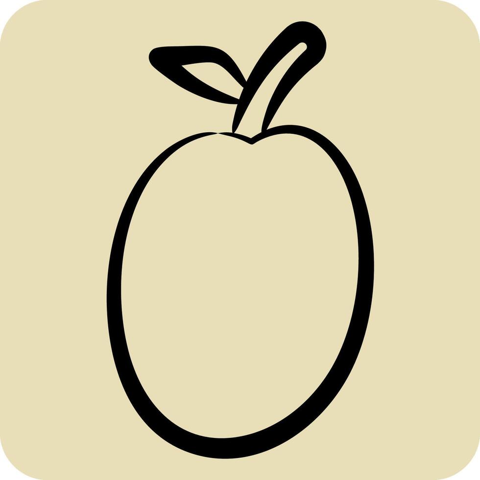 Icon Plum. related to Fruits And Vegetables symbol. hand drawn style. editable vector
