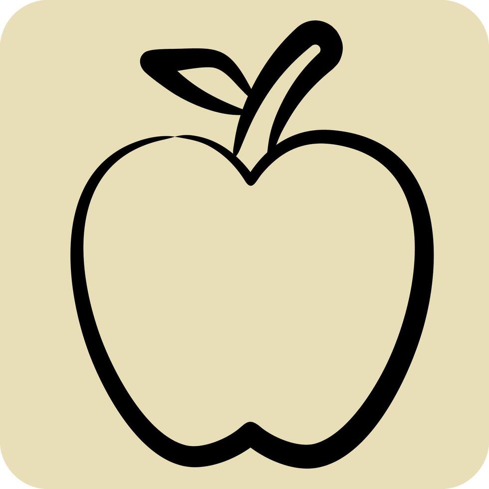 Icon Apple. related to Fruits And Vegetables symbol. hand drawn style. editable vector