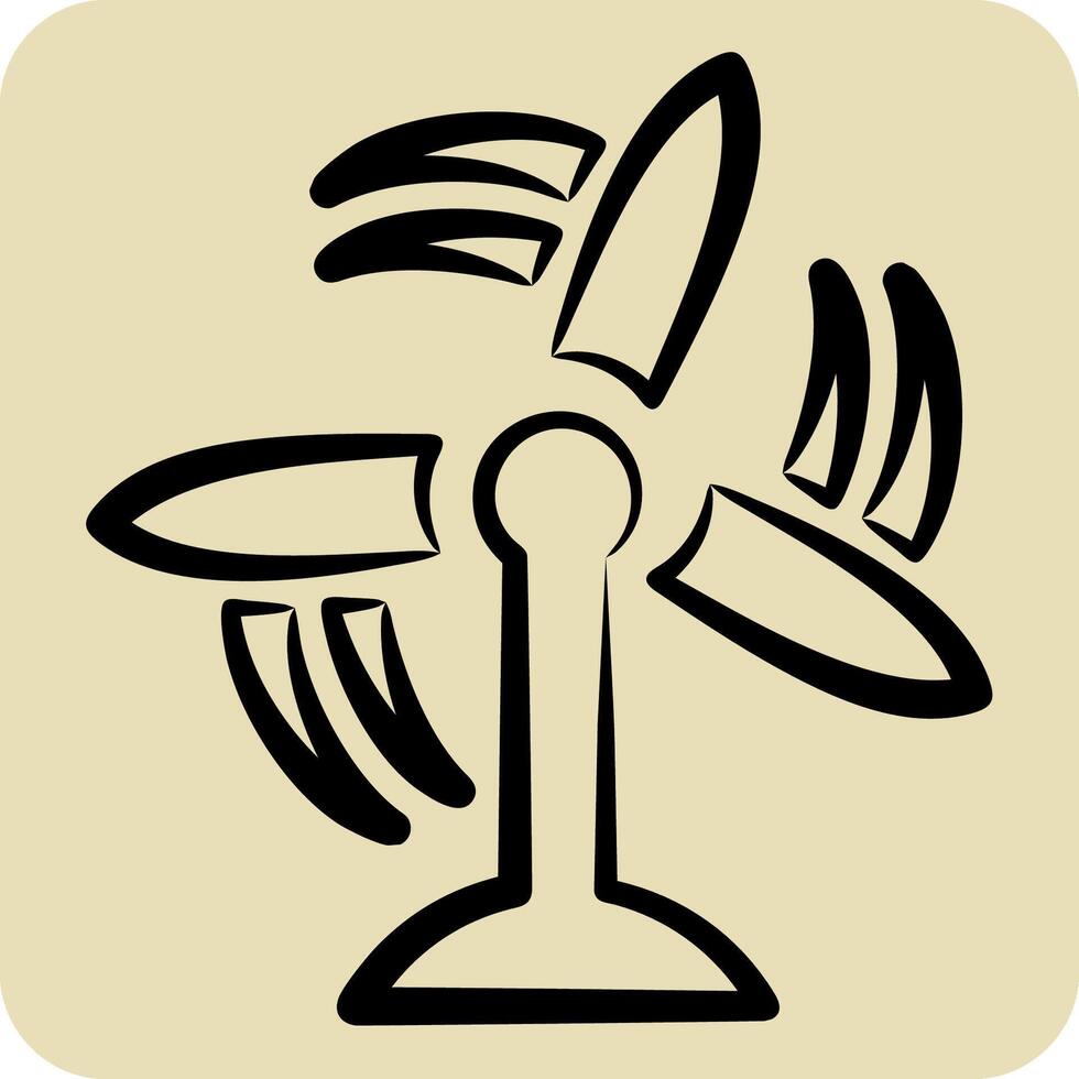Icon Wind Turbine. related to Air symbol. hand drawn style. simple design editable vector
