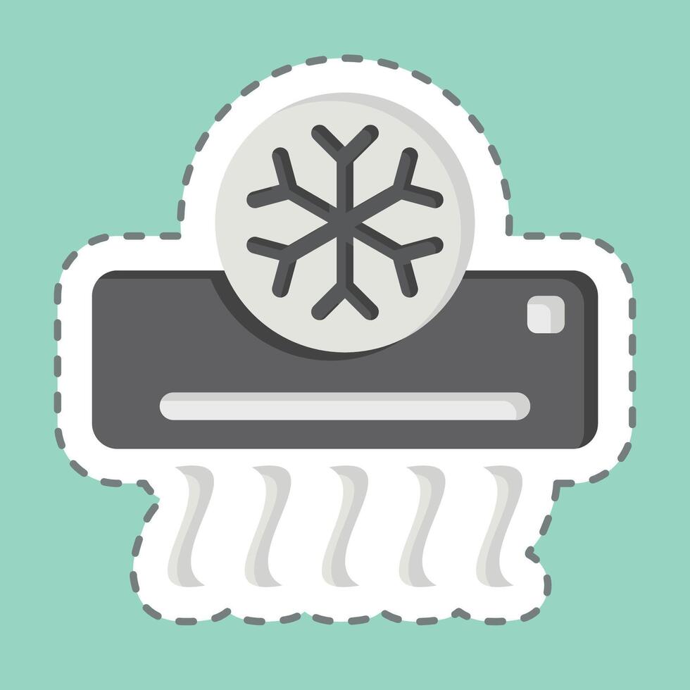 Sticker line cut Air Conditioner. related to Air symbol. simple design editable vector
