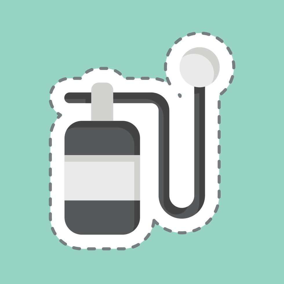 Sticker line cut Oxygen Bottle. related to Air symbol. simple design editable vector