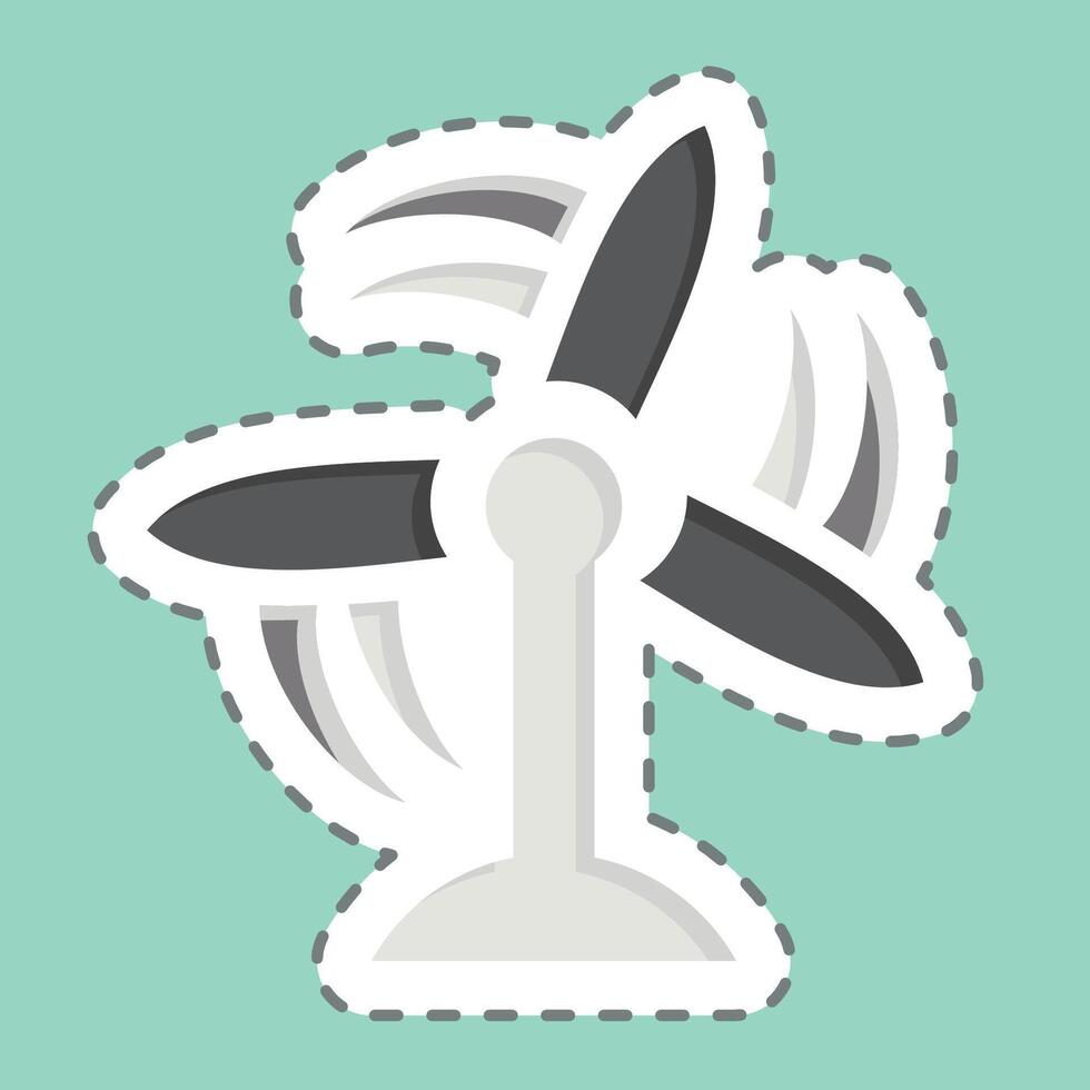 Sticker line cut Wind Turbine. related to Air symbol. simple design editable vector